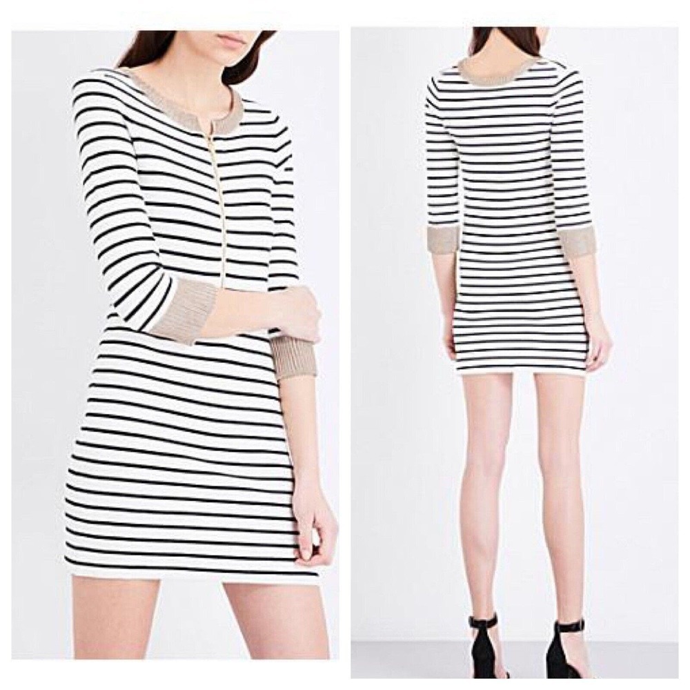 Maje Ritani Striped Stretch Knit Sweater Dress Size 1 US Small S Mini New